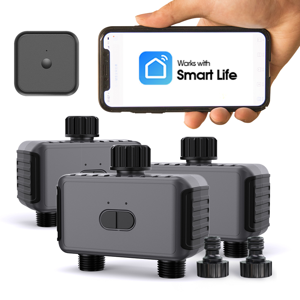 Smart Zen Garden - WiFi Bluetooth-kompatibler 2-Auslass-Gartenbewässerungs-Timer Drahtloser programmierbarer Wasserhahn-Schlauch