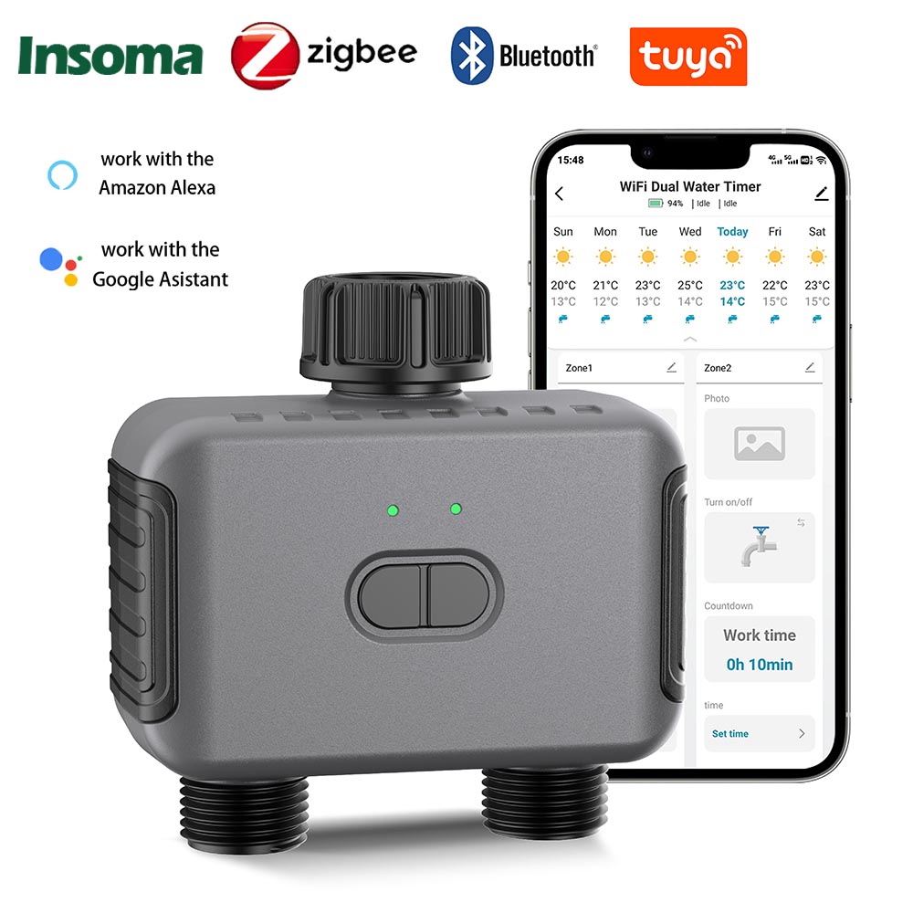 Smart Zen Garden - Zigbee/BT Automatischer Bewässerungstimer mit Doppelschlauch für